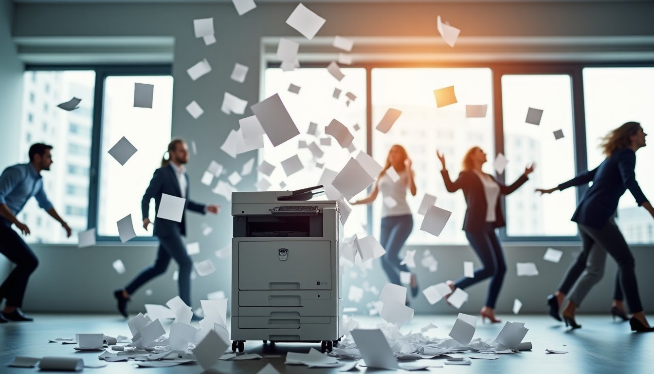 Imagem gerada por IA para: Sustentabilidade na gestão de impressão: como reduzir o desperdício de papel e toner
